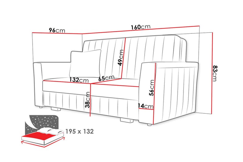 3:n ist Vuodesohva Mossared - Sametti/Musta - Huonekalut - Sohva - Vuodesohva - 3 istuttava vuodesohva