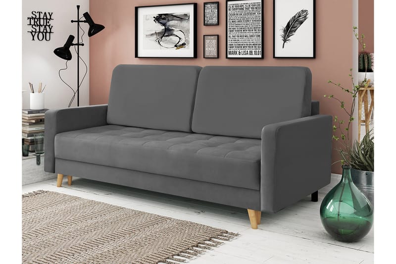 3:n ist Vuodesohva Nelas - Harmaa - Huonekalut - Sohva - Vuodesohva - 3 istuttava vuodesohva