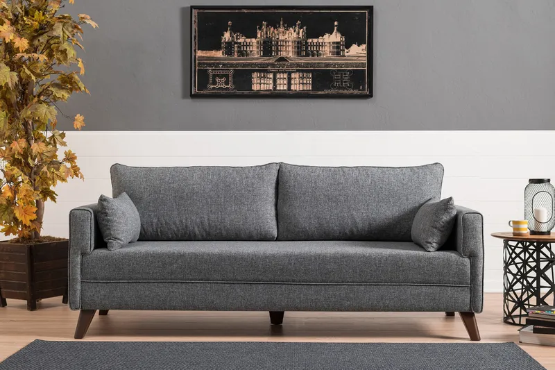 Antigua 3-istuttava vuodesohva 150x190 cm kangasta - Harmaa - Huonekalut - Sohva - Vuodesohva - 3 istuttava vuodesohva
