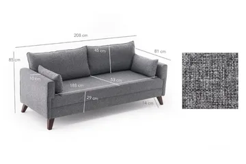 Antigua 3-istuttava vuodesohva 150x190 cm kangasta - Harmaa - Huonekalut - Sohva - Vuodesohva - 3 istuttava vuodesohva
