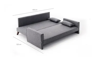 Antigua 3-istuttava vuodesohva 150x190 cm kangasta - Harmaa - Huonekalut - Sohva - Vuodesohva - 3 istuttava vuodesohva
