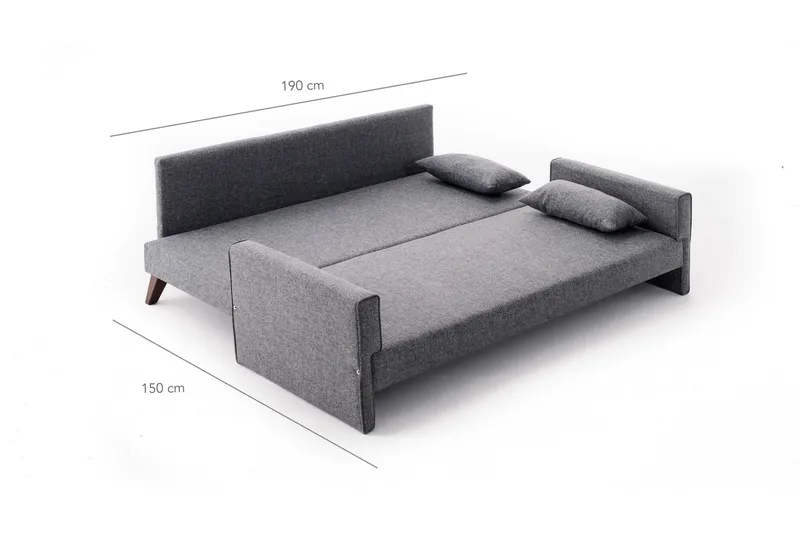 Antigua 3-istuttava vuodesohva 150x190 cm kangasta - Harmaa - Huonekalut - Sohva - Vuodesohva - 3 istuttava vuodesohva