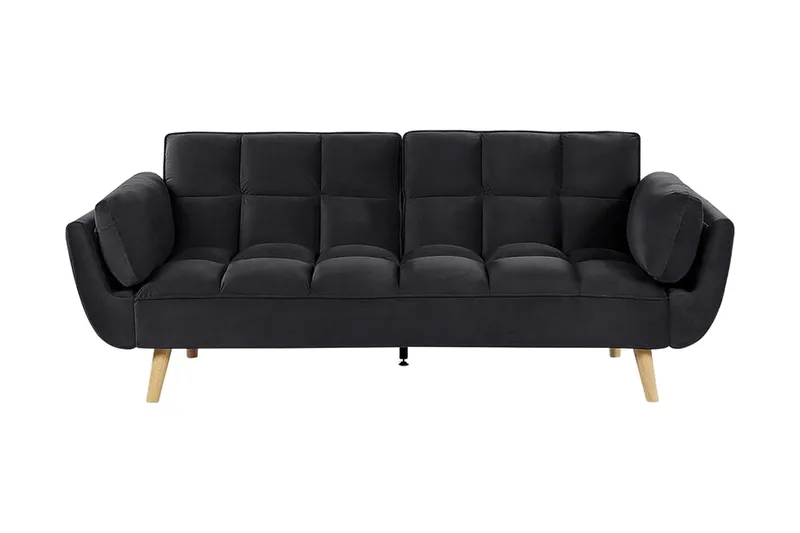 Asaby 3-istuttava suorakulmainen vuodesohva 107x185 cm samettia, Musta