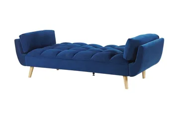 Asaby 3-istuttava suorakulmainen vuodesohva 107x185 cm samettia - Sininen - Huonekalut - Sohva - Vuodesohva - 3 istuttava vuodesohva
