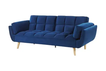 Asaby 3-istuttava suorakulmainen vuodesohva 107x185 cm samettia - Sininen - Huonekalut - Sohva - Vuodesohva - 3 istuttava vuodesohva
