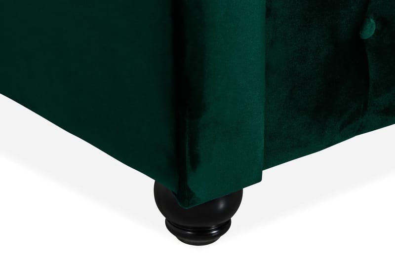Chesterfield Lyx 3-istuttava eteen avattava vuodesohva HVILA-sijauspatjalla 140x200 cm, polyesterivaahto ja pestävä päällinen - Vihreä - Huonekalut - Sohva - Vuodesohva - 3 istuttava vuodesohva