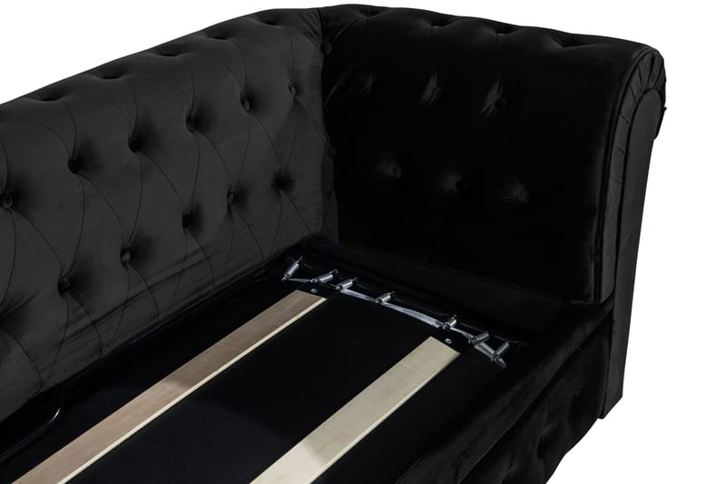 Chesterfield Lyx 3-istuttava Etupyöreä vuodesohva sametissa - Musta - Huonekalut - Sohva - Vuodesohva - 3 istuttava vuodesohva