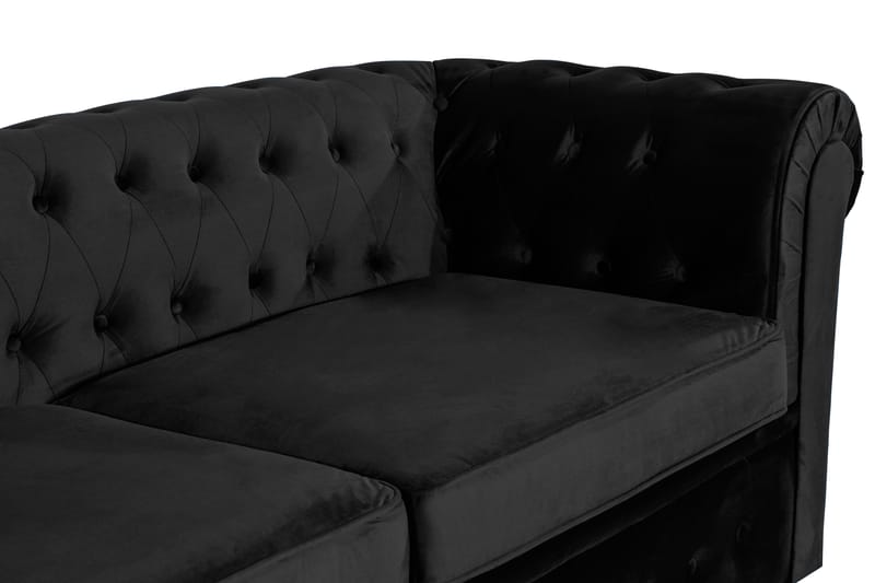 Chesterfield Lyx 3-istuttava Etupyöreä vuodesohva sametissa - Musta - Huonekalut - Sohva - Vuodesohva - 3 istuttava vuodesohva
