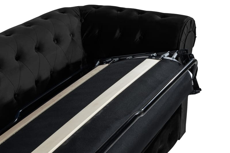 Chesterfield Lyx 3-istuttava Etupyöreä vuodesohva sametissa - Musta - Huonekalut - Sohva - Vuodesohva - 3 istuttava vuodesohva