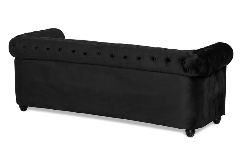 Chesterfield Lyx 3-istuttava Etupyöreä vuodesohva sametissa - Musta - Huonekalut - Sohva - Vuodesohva - 3 istuttava vuodesohva