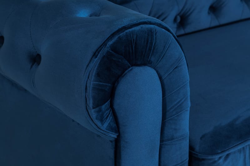 Chesterfield Lyx 3-istuttava Samettisohva – Syvä sohva - Sininen - Huonekalut - Sohva - Vuodesohva - 3 istuttava vuodesohva