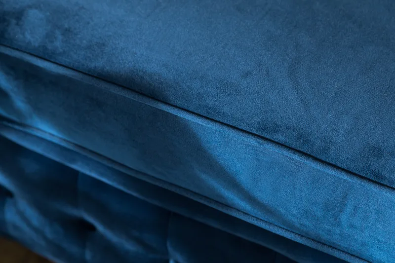 Chesterfield Lyx 3-istuttava samettisohva – Syvä sohva - Sininen - Huonekalut - Sohva - Vuodesohva - 3 istuttava vuodesohva