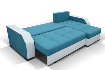 Concetta 3-istuttava oikea vuodesohva 195x125 cm säilytystilalla kangasta - Vaaleanharmaa melange - Huonekalut - Sohva - Vuodesohva - 3 istuttava vuodesohva