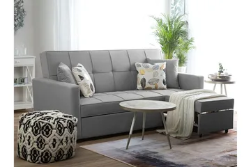 Glomma 3-istuttava jatkettava vuodesohva 181x207 cm kangasta - Harmaa - Huonekalut - Sohva - Vuodesohva - 3 istuttava vuodesohva