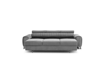 Laurece 3-istuttava vuodesohva 136x199 cm samettia - Harmaa - Huonekalut - Sohva - Vuodesohva - 3 istuttava vuodesohva