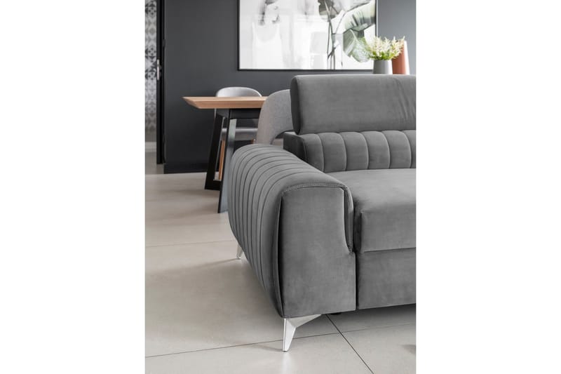 Laurece 3-istuttava vuodesohva 136x199 cm samettia - Harmaa - Huonekalut - Sohva - Vuodesohva - 3 istuttava vuodesohva