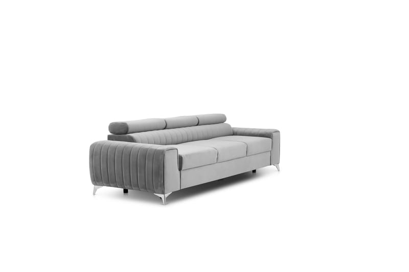 Laurece 3-istuttava vuodesohva 136x199 cm samettia - Harmaa - Huonekalut - Sohva - Vuodesohva - 3 istuttava vuodesohva