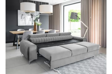 Laurece 3-istuttava vuodesohva 136x199 cm samettia - Harmaa - Huonekalut - Sohva - Vuodesohva - 3 istuttava vuodesohva
