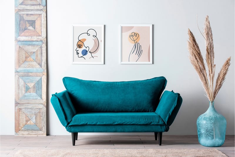 Mezonzo 3-istuttava suorakulmainen vuodesohva 50x190 cm kangasta - Vihreä - Huonekalut - Sohva - Vuodesohva - 3 istuttava vuodesohva