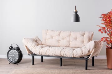 Mezonzo 3-istuttava vuodesohva taitettava 70x225 cm kangasta - Beige - Huonekalut - Sohva - Vuodesohva - 3 istuttava vuodesohva