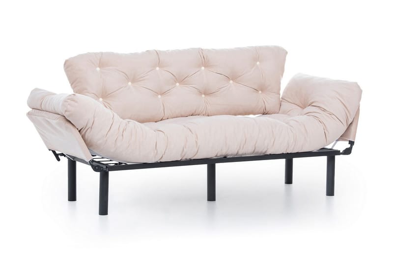 Mezonzo 3-istuttava vuodesohva taitettava 70x225 cm kangasta - Beige - Huonekalut - Sohva - Vuodesohva - 3 istuttava vuodesohva
