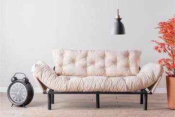 Mezonzo 3-istuttava vuodesohva taitettava 70x225 cm kangasta - Beige - Huonekalut - Sohva - Vuodesohva - 3 istuttava vuodesohva
