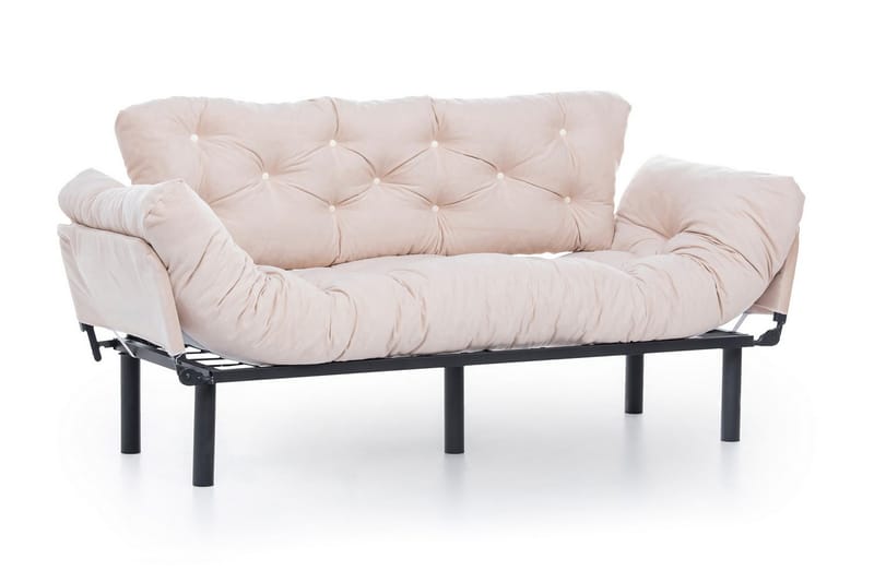 Mezonzo 3-istuttava vuodesohva taitettava 70x225 cm kangasta - Beige - Huonekalut - Sohva - Vuodesohva - 3 istuttava vuodesohva