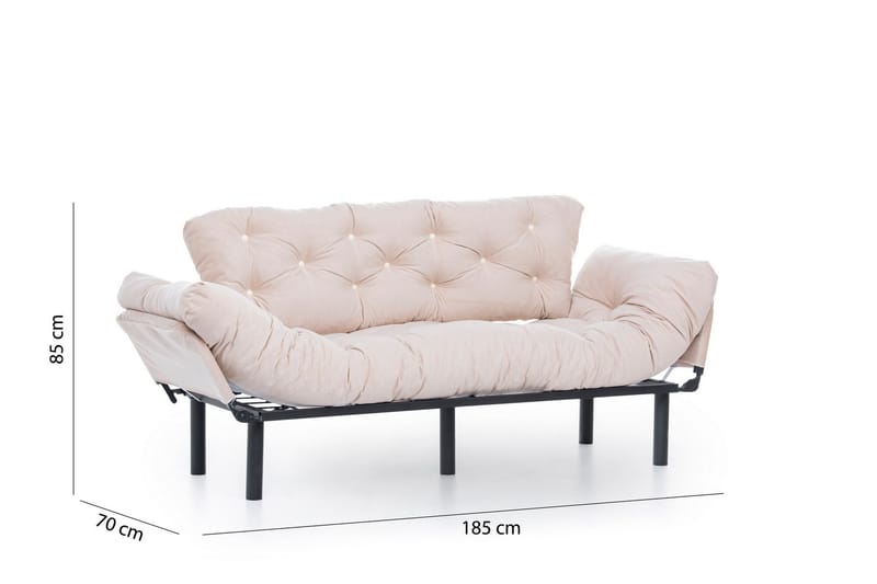 Mezonzo 3-istuttava vuodesohva taitettava 70x225 cm kangasta - Beige - Huonekalut - Sohva - Vuodesohva - 3 istuttava vuodesohva
