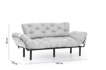Mezonzo 3-istuttava vuodesohva taitettava 70x225 cm kangasta - Harmaa - Huonekalut - Sohva - Vuodesohva - 3 istuttava vuodesohva