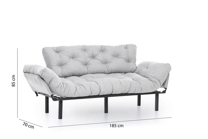Mezonzo 3-istuttava vuodesohva taitettava 70x225 cm kangasta - Harmaa - Huonekalut - Sohva - Vuodesohva - 3 istuttava vuodesohva