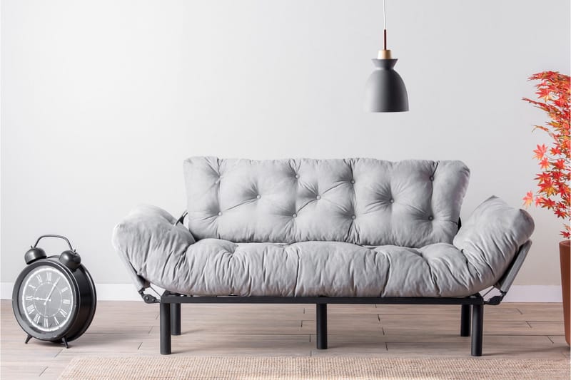 Mezonzo 3-istuttava vuodesohva taitettava 70x225 cm kangasta - Harmaa - Huonekalut - Sohva - Vuodesohva - 3 istuttava vuodesohva