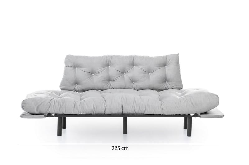 Mezonzo 3-istuttava vuodesohva taitettava 70x225 cm kangasta - Harmaa - Huonekalut - Sohva - Vuodesohva - 3 istuttava vuodesohva