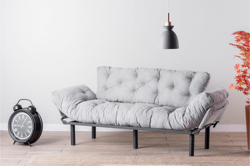 Mezonzo 3-istuttava vuodesohva taitettava 70x225 cm kangasta - Harmaa - Huonekalut - Sohva - Vuodesohva - 3 istuttava vuodesohva