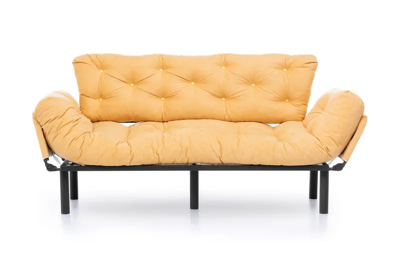 Mezonzo 3-istuttava vuodesohva taitettava 70x225 cm kangasta, Keltainen
