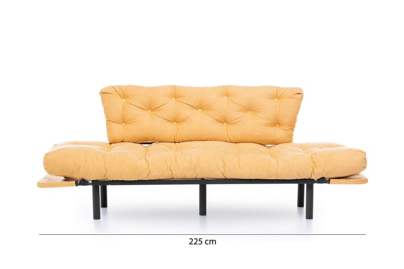 Mezonzo 3-istuttava vuodesohva taitettava 70x225 cm kangasta - Keltainen - Huonekalut - Sohva - Vuodesohva - 3 istuttava vuodesohva