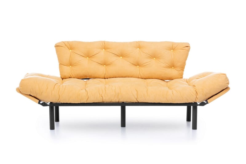 Mezonzo 3-istuttava vuodesohva taitettava 70x225 cm kangasta - Keltainen - Huonekalut - Sohva - Vuodesohva - 3 istuttava vuodesohva