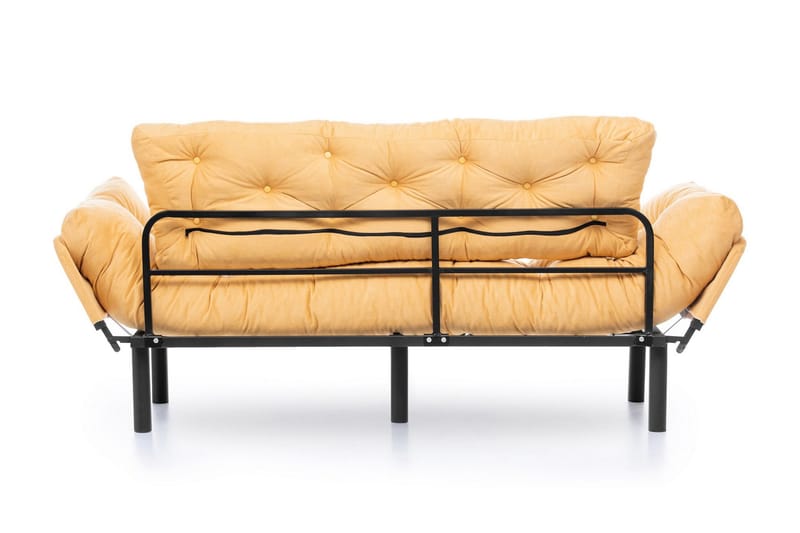Mezonzo 3-istuttava vuodesohva taitettava 70x225 cm kangasta - Keltainen - Huonekalut - Sohva - Vuodesohva - 3 istuttava vuodesohva