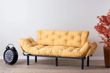 Mezonzo 3-istuttava vuodesohva taitettava 70x225 cm kangasta - Keltainen - Huonekalut - Sohva - Vuodesohva - 3 istuttava vuodesohva