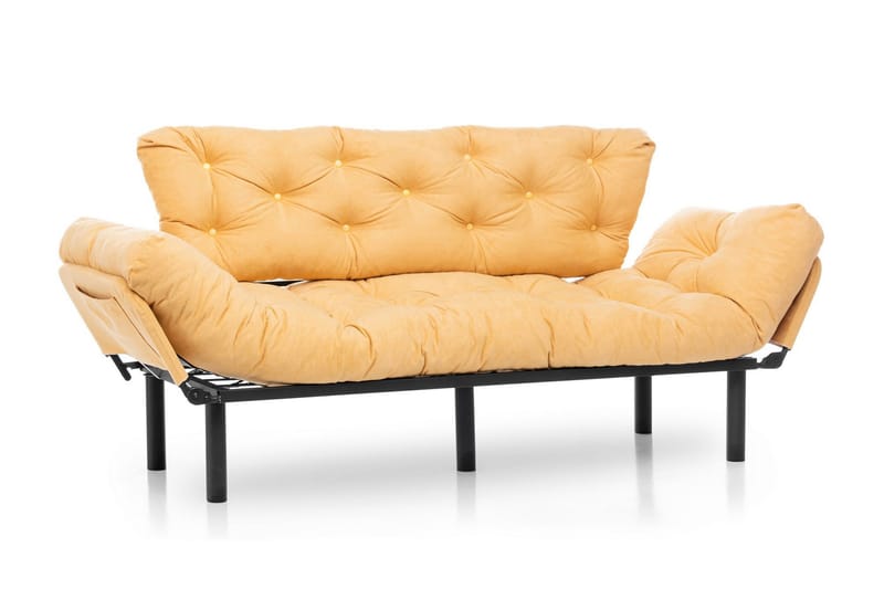 Mezonzo 3-istuttava vuodesohva taitettava 70x225 cm kangasta - Keltainen - Huonekalut - Sohva - Vuodesohva - 3 istuttava vuodesohva