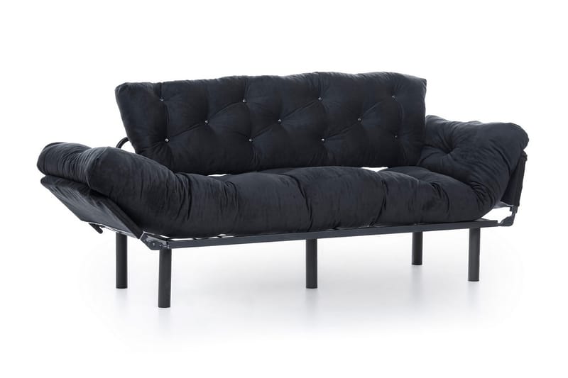 Mezonzo 3-istuttava vuodesohva taitettava 70x225 cm kangasta - Musta - Huonekalut - Sohva - Vuodesohva - 3 istuttava vuodesohva