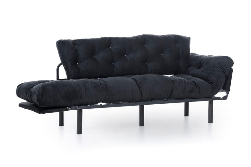 Mezonzo 3-istuttava vuodesohva taitettava 70x225 cm kangasta - Musta - Huonekalut - Sohva - Vuodesohva - 3 istuttava vuodesohva