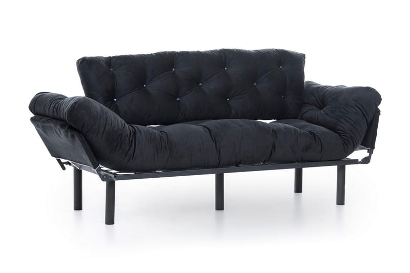 Mezonzo 3-istuttava vuodesohva taitettava 70x225 cm kangasta - Musta - Huonekalut - Sohva - Vuodesohva - 3 istuttava vuodesohva