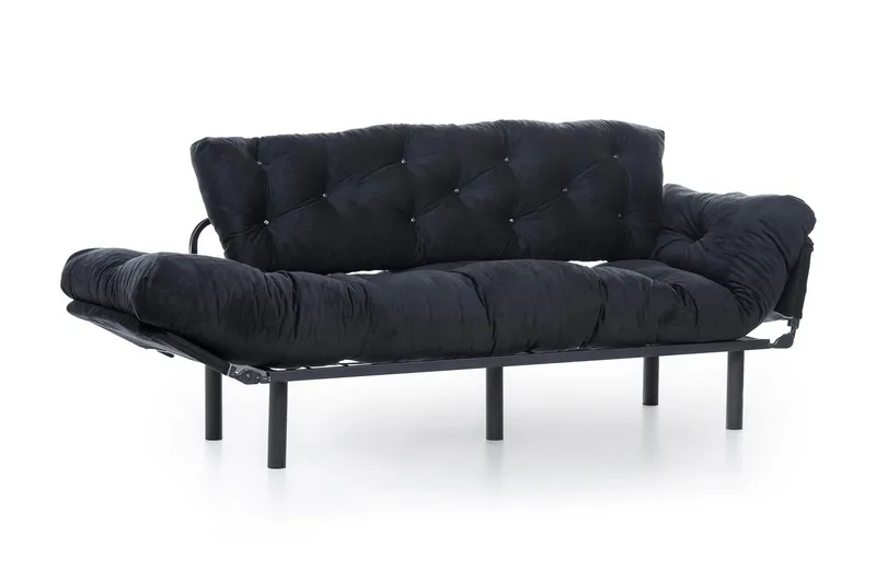 Mezonzo 3-istuttava vuodesohva taitettava 70x225 cm kangasta - Musta - Huonekalut - Sohva - Vuodesohva - 3 istuttava vuodesohva