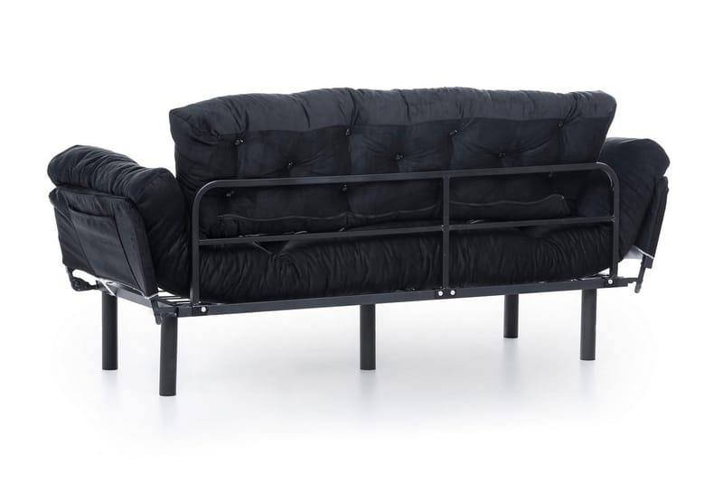 Mezonzo 3-istuttava vuodesohva taitettava 70x225 cm kangasta - Musta - Huonekalut - Sohva - Vuodesohva - 3 istuttava vuodesohva