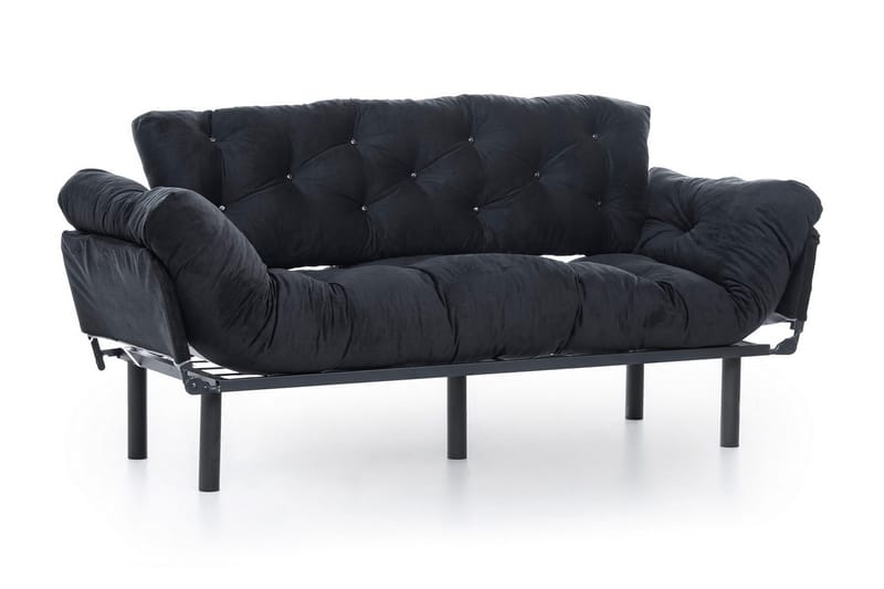 Mezonzo 3-istuttava vuodesohva taitettava 70x225 cm kangasta - Musta - Huonekalut - Sohva - Vuodesohva - 3 istuttava vuodesohva