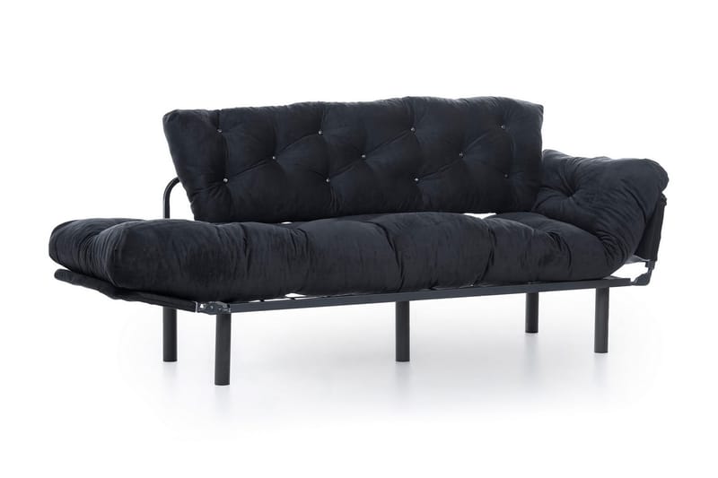 Mezonzo 3-istuttava vuodesohva taitettava 70x225 cm kangasta - Musta - Huonekalut - Sohva - Vuodesohva - 3 istuttava vuodesohva