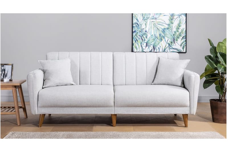 Pattyn vuodesohva kangasta puujaloilla - Beige - Huonekalut - Sohva - Vuodesohva - 3 istuttava vuodesohva
