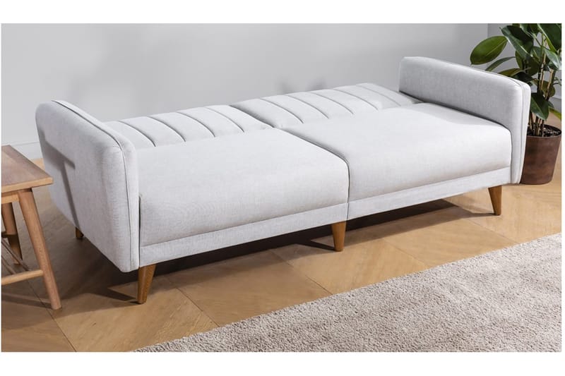 Pattyn vuodesohva kangasta puujaloilla - Beige - Huonekalut - Sohva - Vuodesohva - 3 istuttava vuodesohva
