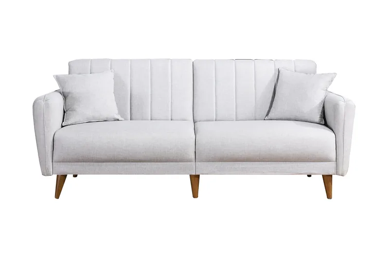 Pattyn vuodesohva kangasta puujaloilla, Beige