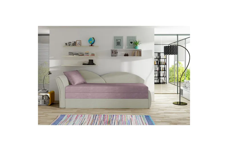 Sohva Eltap Aga 218x80x77 cm, Soro 61, Nubuk 21, Vaaleanpunainen, Beige, Vasen